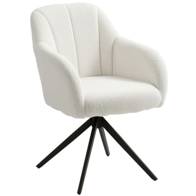 Fauteuil de salon pivotant capitonné piètement en acier blanc