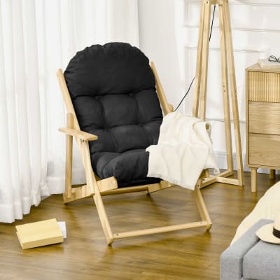 Chaise de salon pliable et inclinable en bois noir