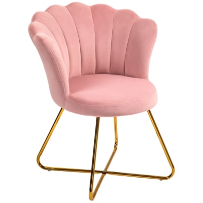 Fauteuil coquillage chaise coiffeuse en acier rose