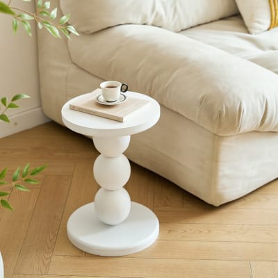 Table d'appoint ronde en bois blanc