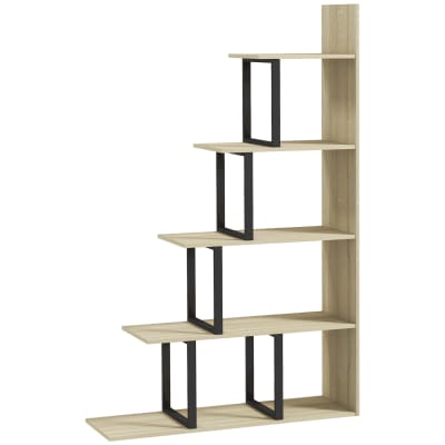Étagère bibliothèque séparateur de pièce métal chêne