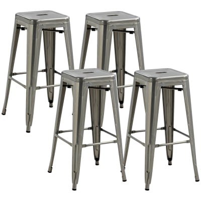 Tabourets de bar empilable métal argent