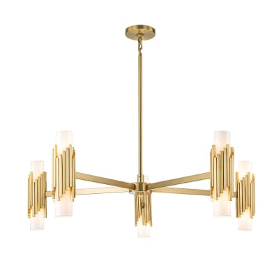 Lustre 10 Lumières	Acier, Globe en Verre Opalin
