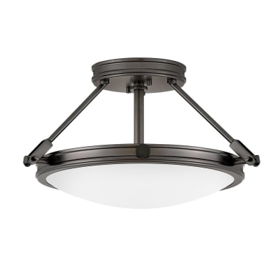 Semi-Plafonnier Acier, Verre Opalin Oxyde Noire