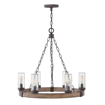 Lustre extérieur	Acier, Verre Transparent Bullé Effet bois de séquoia