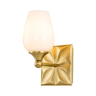 Applique Murale Brass, Acier, Verre Opale Laiton Vieilli