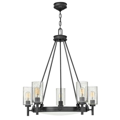 Lustre 5 Lumières Acier, Verre