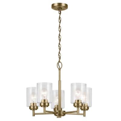 Lustre 5 Lumières Acier, Verre Transparent Bullé