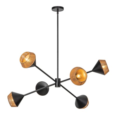 Lustre 6 Lumières	Acier, Corde tressée Naturelle