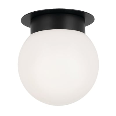 Plafonnier affleurant Acier, Verre Opalin Brillant Noir