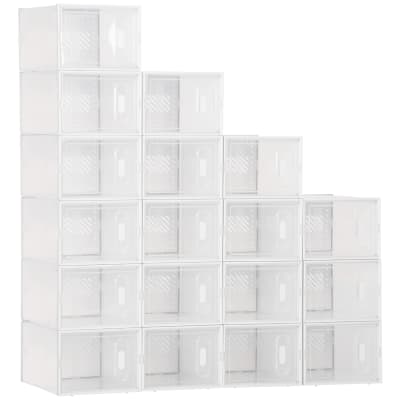 Boites cubes rangement à chaussures modulables plastique transparent