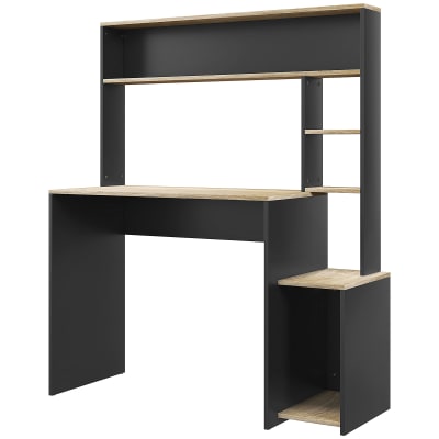 Bureau multi-rangements grand avec étagères noir