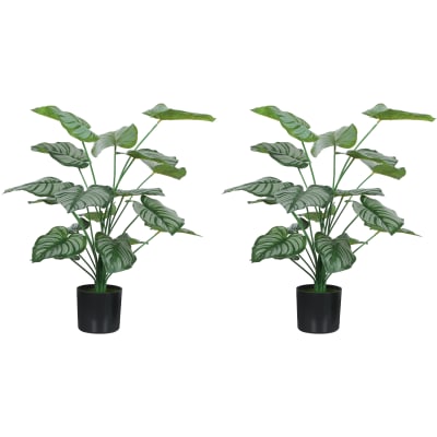 Lot de 2 plantes artificielles intérieures pot en plastique vert