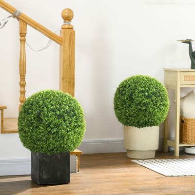 Boules de buis 40 cm artificielles vert foncé