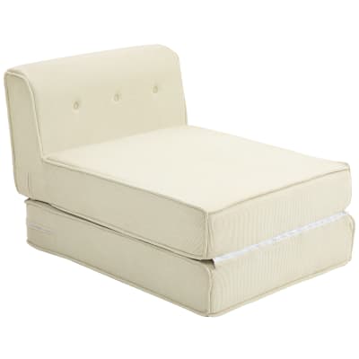 Fauteuil convertible fauteuil lit velours côtelé crème