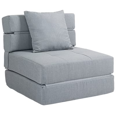 Chauffeuse canapé convertible fauteuil 1 place tissu gris clair