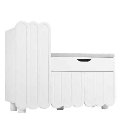 Meuble à chaussures blanc avec rangement banc assise rembourrée
