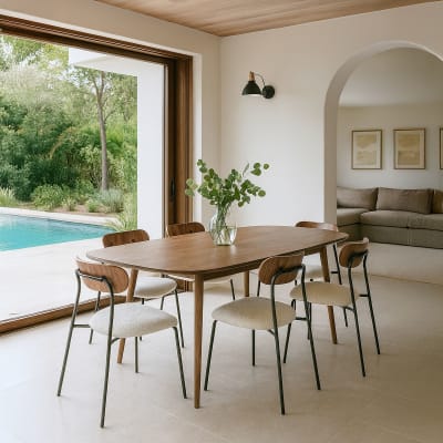 Table rectangulaire en bois foncé 200cm
