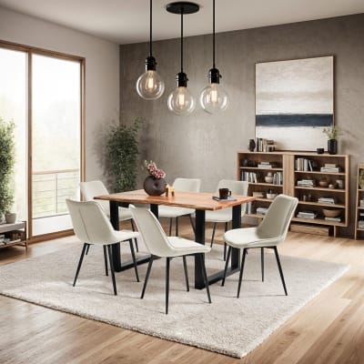 Lot de 8 chaises rembourrées aspect velours assise ergonomique crème