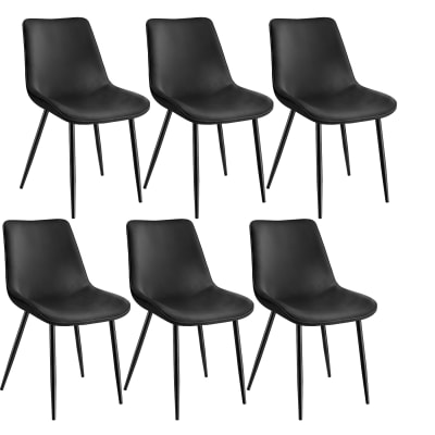 Lot de 6 chaises rembourrées aspect velours assise ergonomique noir