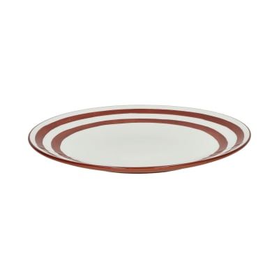 Assiette plate en porcelaine orange foncé