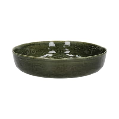 Assiette creuse en grès vert foncé