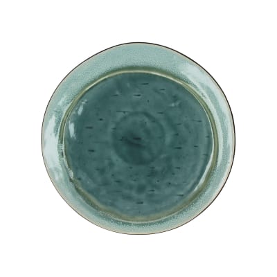 Assiette plate en grès turquoise