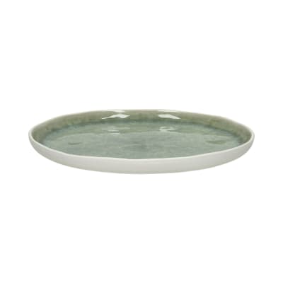 Assiette à dessert en porcelaine blanc et vert pâle