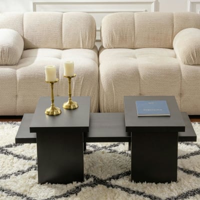 Table basse gigogne (3 pièces) décor bois noir