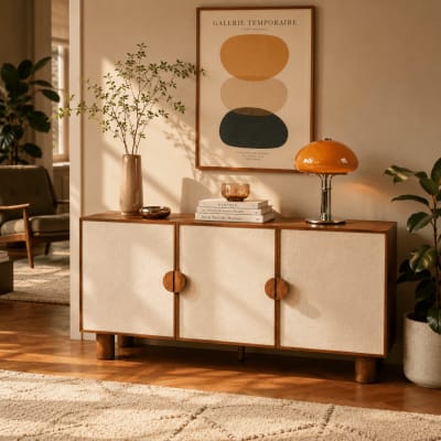 Buffet 3 portes placage frêne et lin 170cm