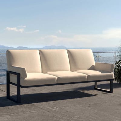 Canapé 3 places beige clair - cadre anthracite