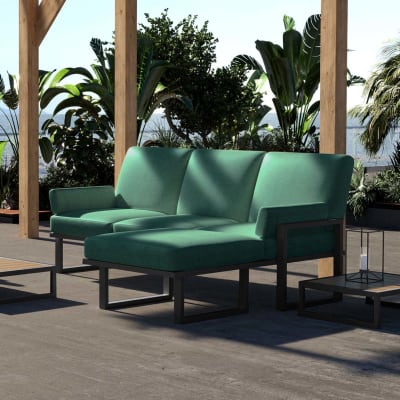 Canapé d'angle vert profond - cadre anthracite