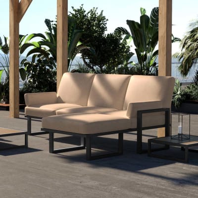 Canapé d'angle cappucino - cadre anthracite