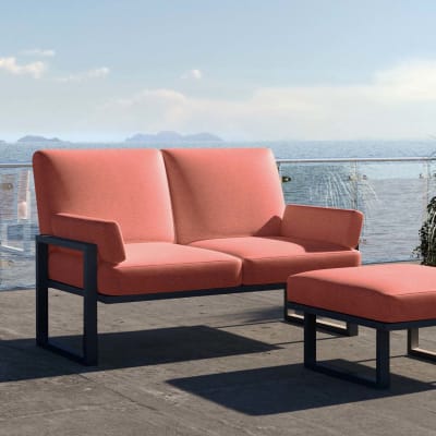 Canapé 2 places corail - cadre anthracite