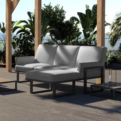 Canapé d'angle gris clair - cadre anthracite