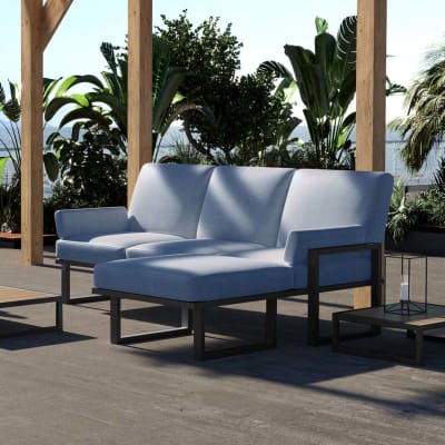 Canapé d'angle bleu clair - cadre anthracite