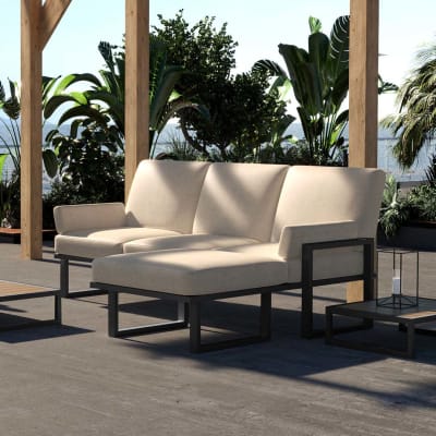 Canapé d'angle beige clair - cadre anthracite