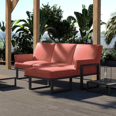 Canapé d'angle corail - cadre anthracite