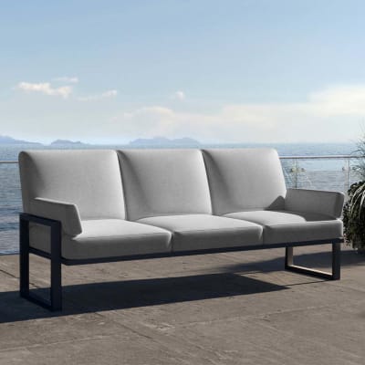 Canapé 3 places gris clair - cadre anthracite