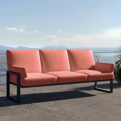 Canapé 3 places corail - cadre anthracite