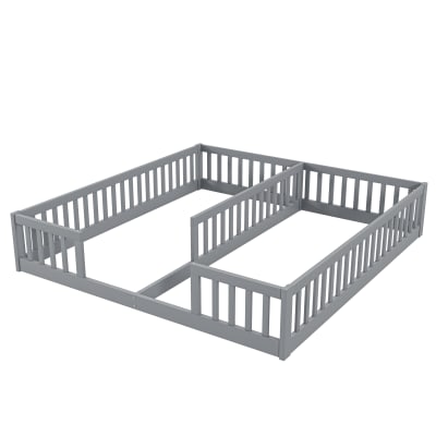 Lit enfant en bois gris 90x200 cm pour deux enfants