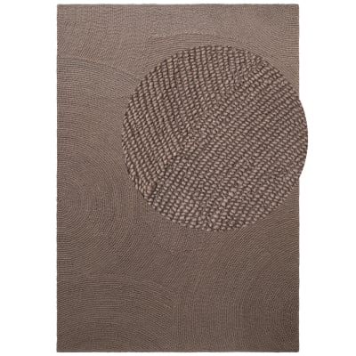 Tapis laine elena motifs arcs taupe 80x200cm