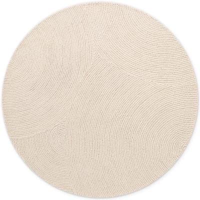 Tapis rond laine elena motifs arcs crème 200x200cm