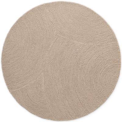 Tapis rond laine elena motifs arcs beige 200x200cm