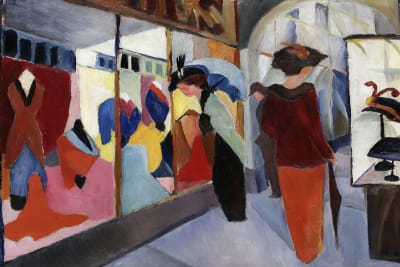 Tableau august macke la boutique de mode imprimé sur toile 60x40 cm