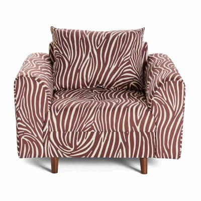 Fauteuil zèbre en velours   marron / blanc