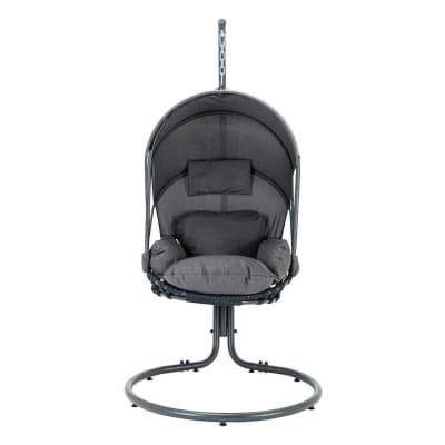Fauteuil suspendu avec pare soleil   en tissu noir / gris