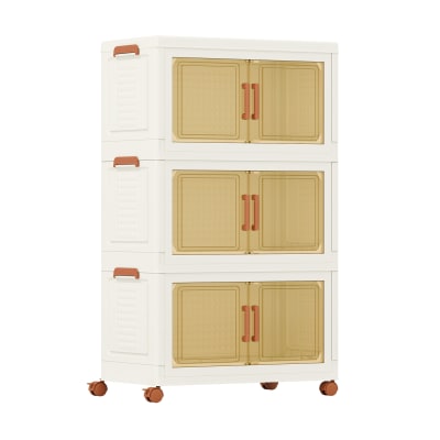 Boîtes de rangement empliables 3 niveaux blanc 62,5 x 34,5 x 100 cm