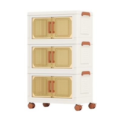 Boîtes de rangement empliables en plastique blanc 43,5 x 25 x 72,5 cm