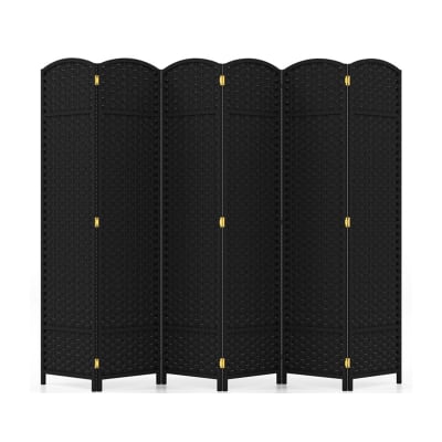 Paravent séparateur de pièce 6 panneaux pliable noir 240 x 170 cm